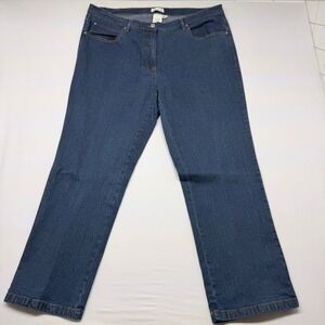 Collection L Womens Dark Wash Straight Leg Jeans Size 18 Blue Stretch Denim